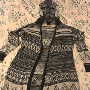 Floor length hooded knit Cardigan